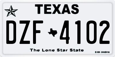 TX license plate DZF4102