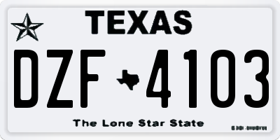 TX license plate DZF4103