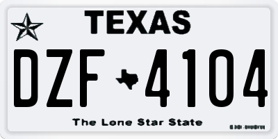 TX license plate DZF4104