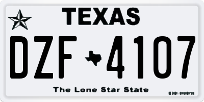 TX license plate DZF4107