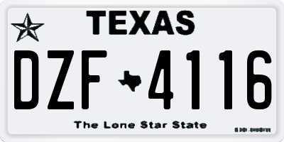 TX license plate DZF4116