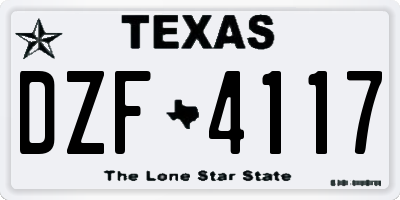 TX license plate DZF4117