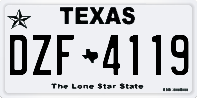 TX license plate DZF4119