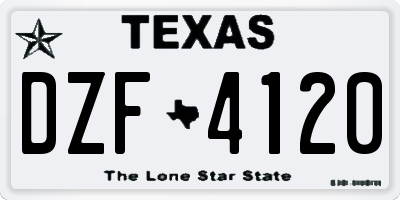 TX license plate DZF4120
