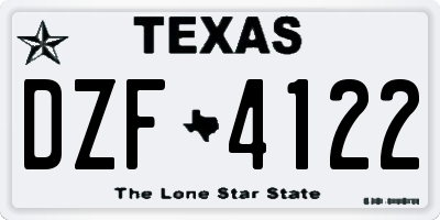 TX license plate DZF4122