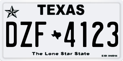 TX license plate DZF4123