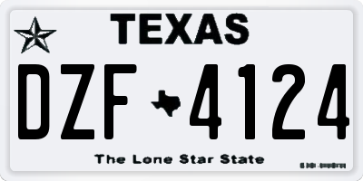 TX license plate DZF4124
