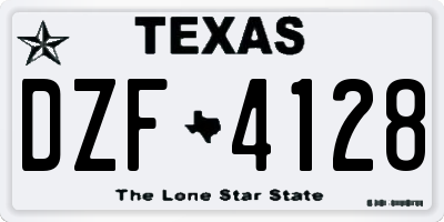 TX license plate DZF4128