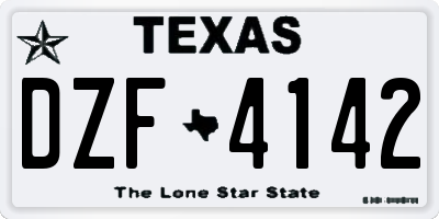 TX license plate DZF4142