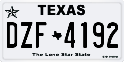 TX license plate DZF4192