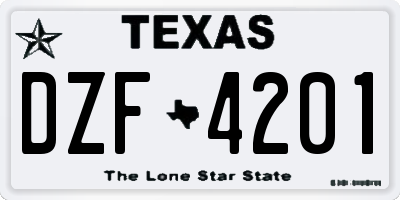 TX license plate DZF4201