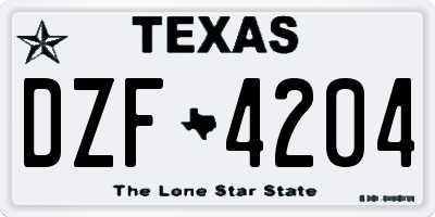 TX license plate DZF4204