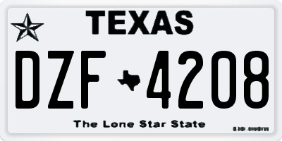 TX license plate DZF4208