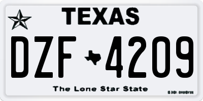 TX license plate DZF4209
