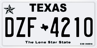 TX license plate DZF4210