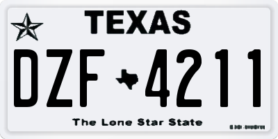 TX license plate DZF4211