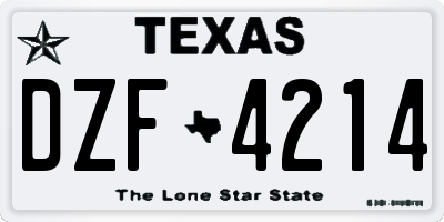 TX license plate DZF4214