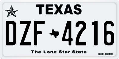 TX license plate DZF4216