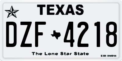 TX license plate DZF4218