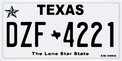 TX license plate DZF4221