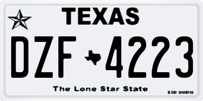 TX license plate DZF4223