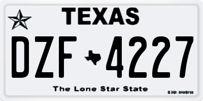 TX license plate DZF4227