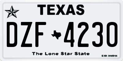 TX license plate DZF4230