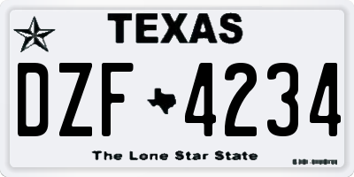 TX license plate DZF4234
