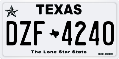 TX license plate DZF4240