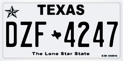 TX license plate DZF4247