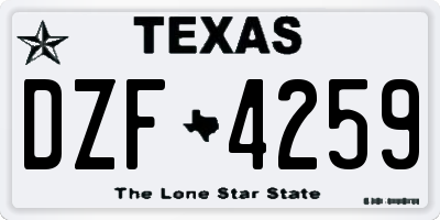 TX license plate DZF4259
