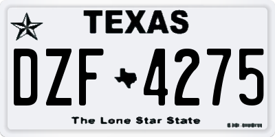TX license plate DZF4275