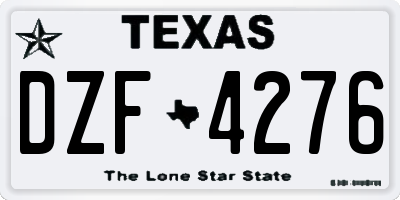 TX license plate DZF4276