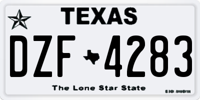 TX license plate DZF4283