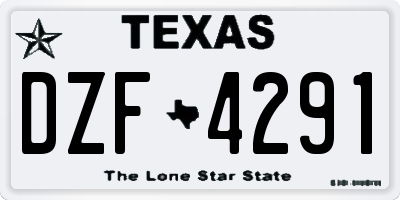 TX license plate DZF4291