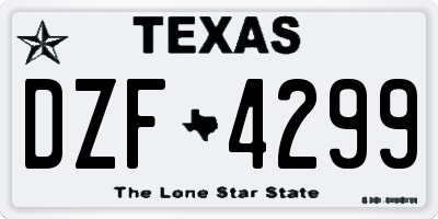 TX license plate DZF4299