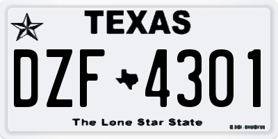 TX license plate DZF4301