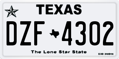 TX license plate DZF4302