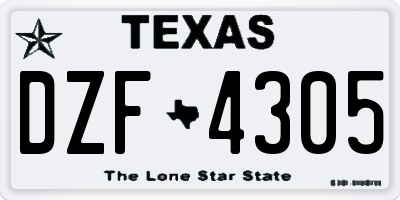 TX license plate DZF4305
