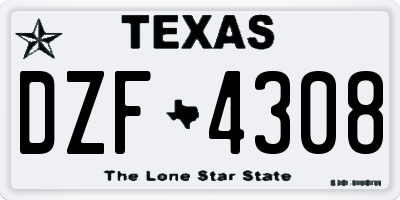 TX license plate DZF4308