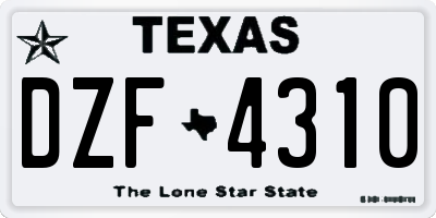TX license plate DZF4310