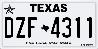 TX license plate DZF4311