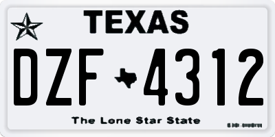 TX license plate DZF4312