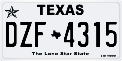 TX license plate DZF4315