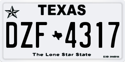 TX license plate DZF4317