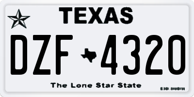 TX license plate DZF4320