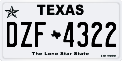 TX license plate DZF4322