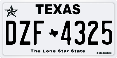 TX license plate DZF4325