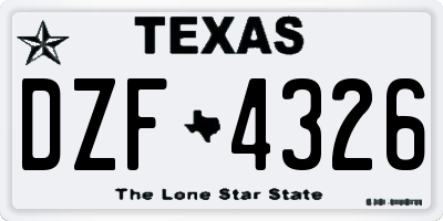 TX license plate DZF4326