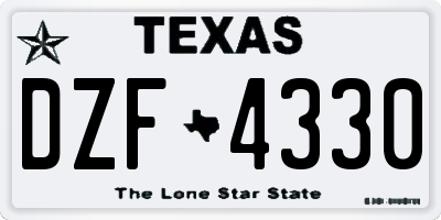 TX license plate DZF4330
